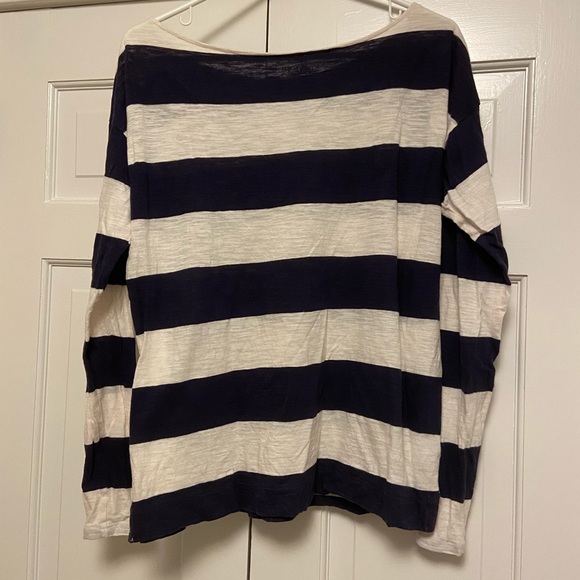 Loft navy and white striped top with sequins - Picture 2 of 3